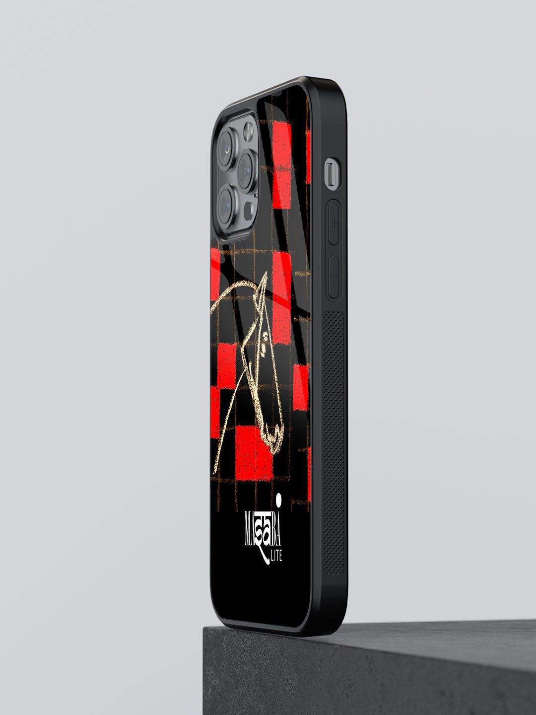 macmerise Black & Red Printed Glass iPhone 13 Pro Back Case Price in India