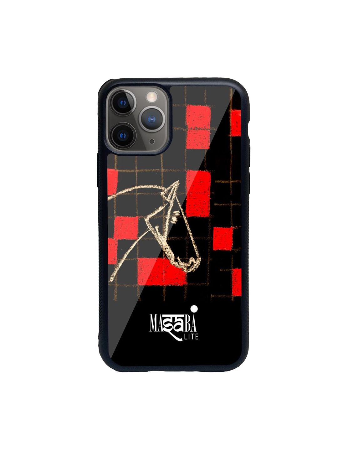 macmerise Black & Red Masaba Checkered Horse iPhone 11 Pro Max Back Case Price in India