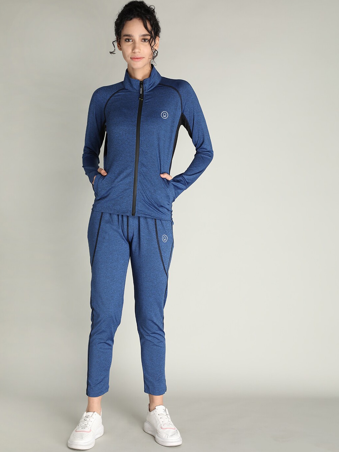 CHKOKKO Women Blue Solid Gym Tracksuits Price in India