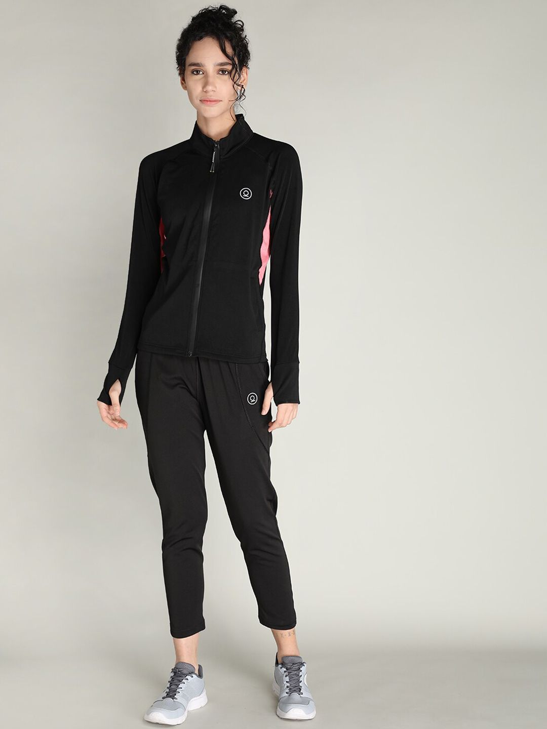 CHKOKKO Women Black & Pink Solid  Tracksuits Price in India