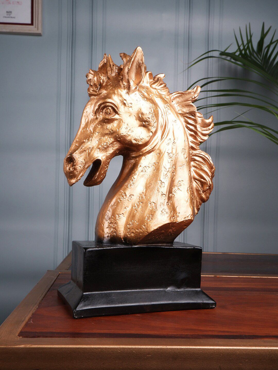 THE WHITE INK DECOR Gold-Colored Fengshui Horse Showpiece Price in India
