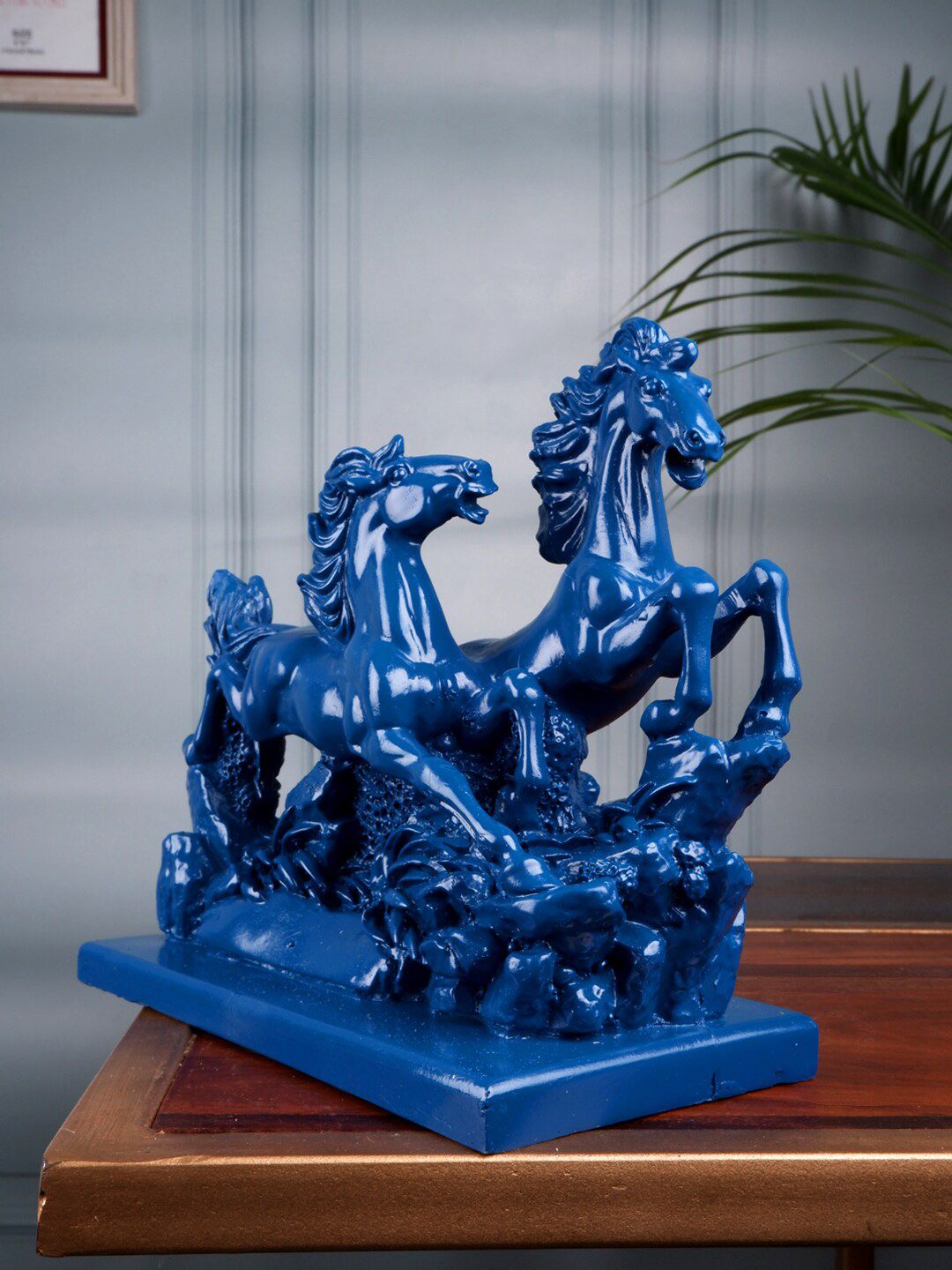 THE WHITE INK DECOR Blue Fengshui Horse Figurine Showpieces Price in India