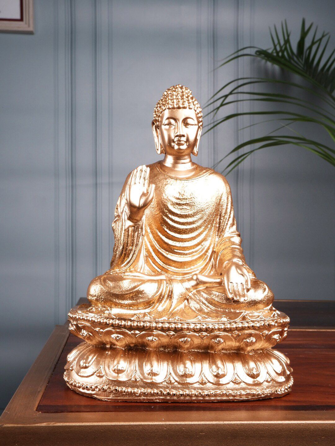THE WHITE INK DECOR Gold-Toned Fenshui Meditation Buddha Showpiece Price in India