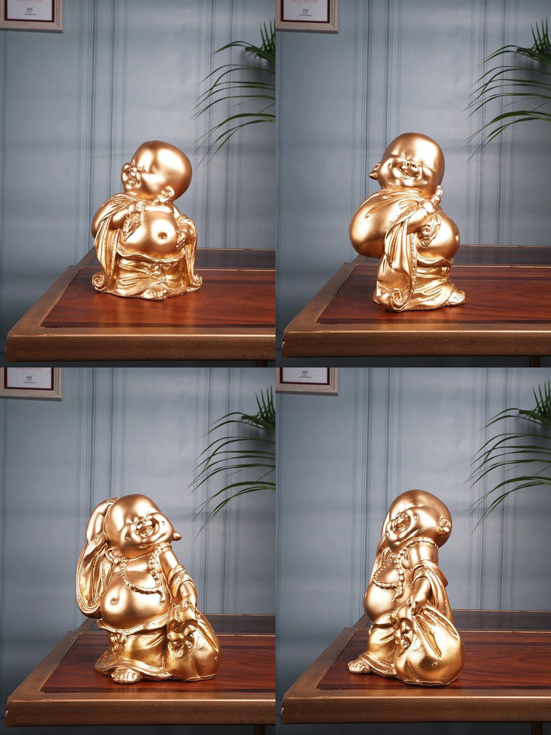 THE WHITE INK DECOR Set Of 2 Gold-Toned Monk Figurine Showpieces Price in India