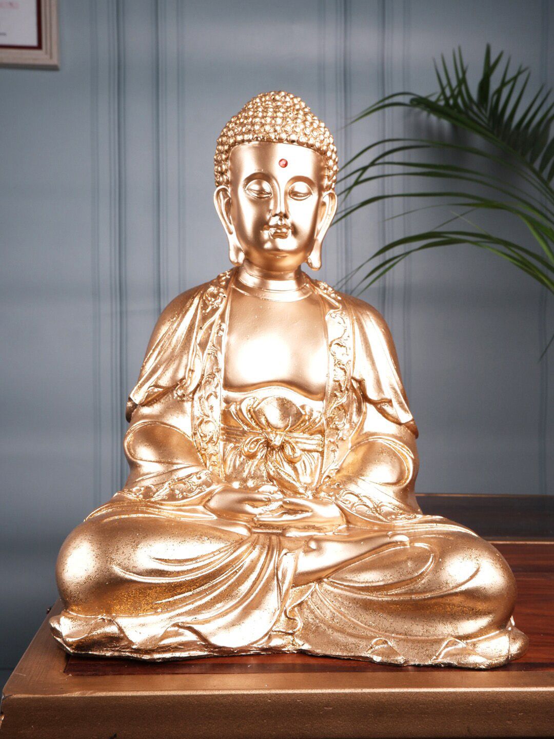 THE WHITE INK DECOR Gold-Toned  Meditation Buddha Showpieces Price in India