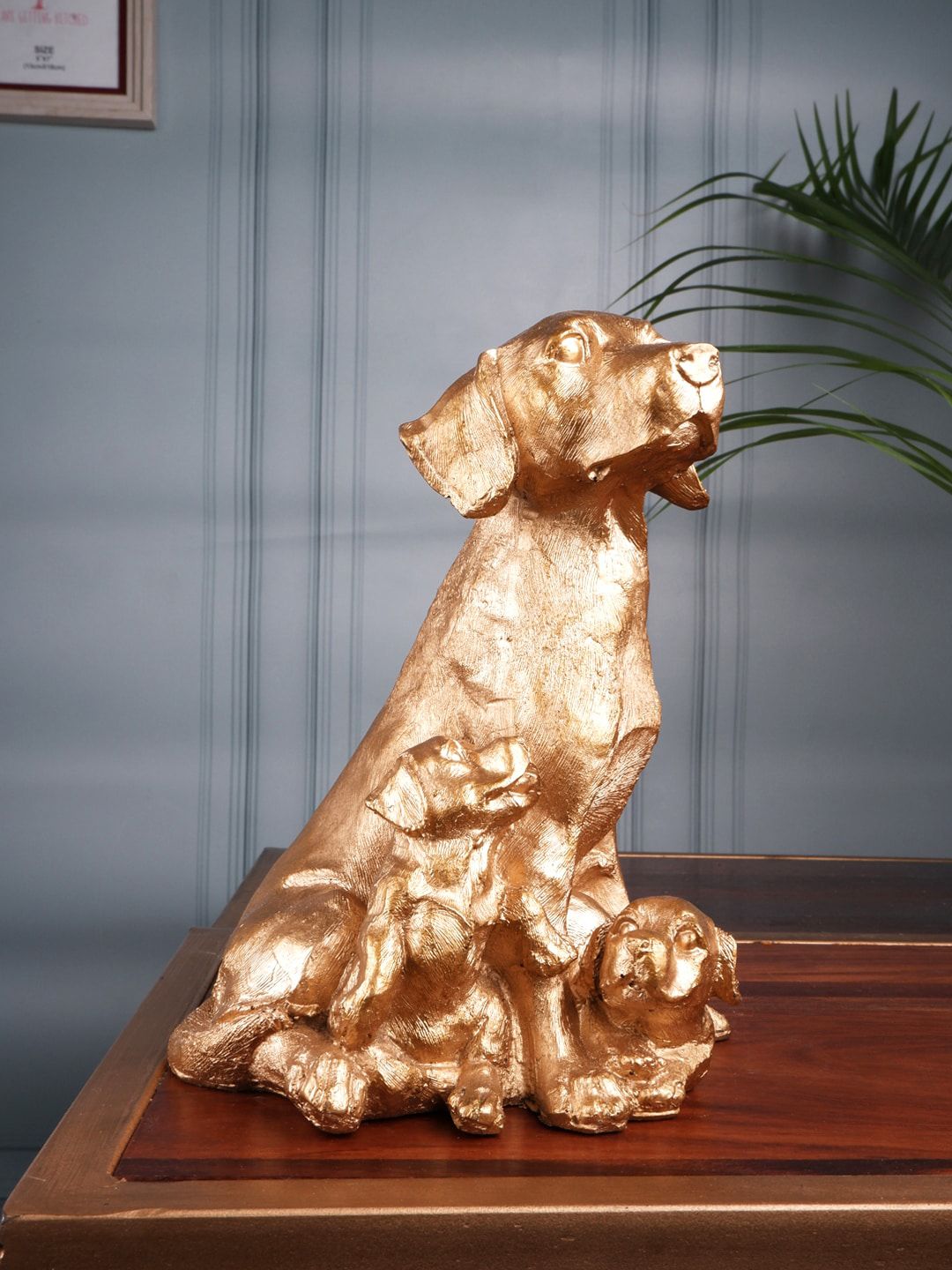 THE WHITE INK DECOR Gold-Toned Dog Figurine Showpiece Price in India