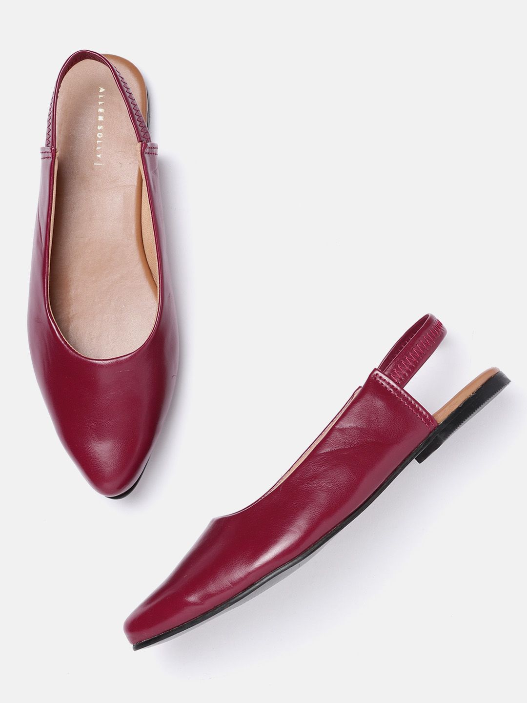 Allen Solly Women Burgundy Solid Mules Price in India