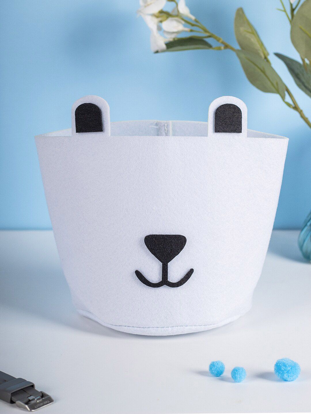 MARKET99 Off White Solid Teddy Organiser Basket Price in India