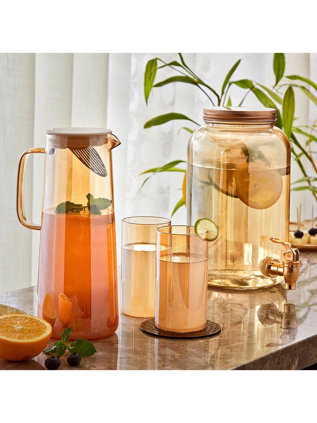 Home Centre Gold Solid Glass Dispenser with Metal Lid -3700ml Price in India