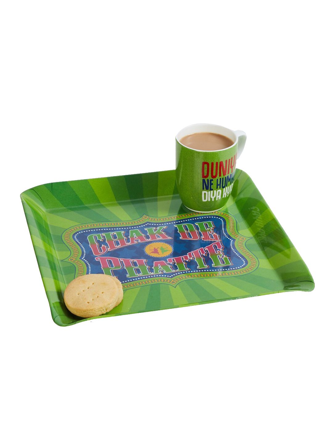 Home Centre Green & Blue Raisa Bollywood Printed Melamine Tray Price in India