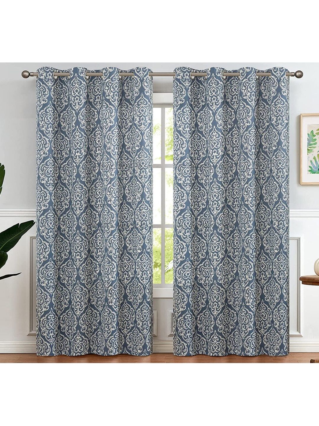 URBAN SPACE Blue Ethnic Motifs Black Out Long Door Curtain Price in India