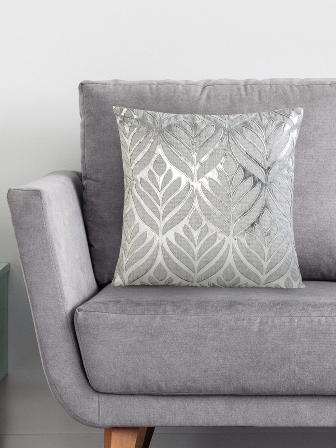 Home Centre Silver-Toned Geometric Square Cushion Covers Price in India