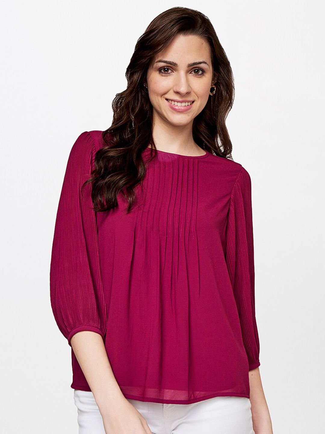 AND Burgundy Solid Top Price in India