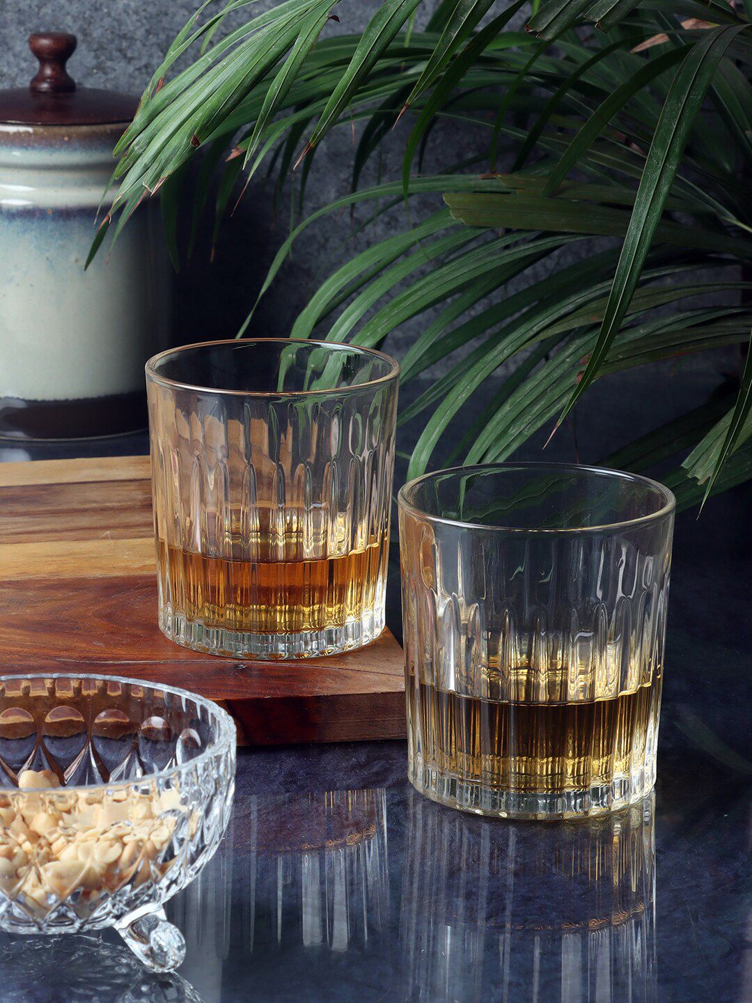 ceradeco Set Of 6 Transparent Textured Whiskey Glass Price in India