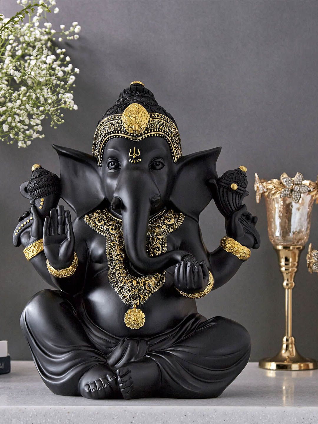 Home Centre Black Sitting Ganesha Figurine Showpieces Price in India