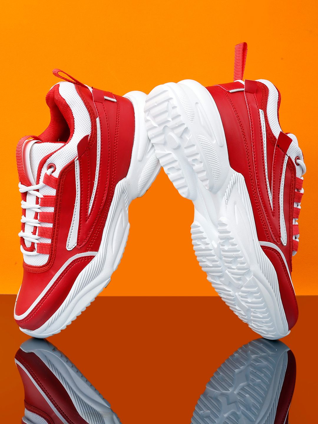 sneakers villa Women Red Colourblocked Sneakers Price in India