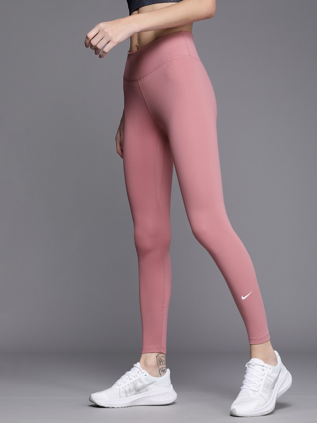 Nike Women Pink Solid Dri-FIT One Mid-Rise Training Tights Price in India