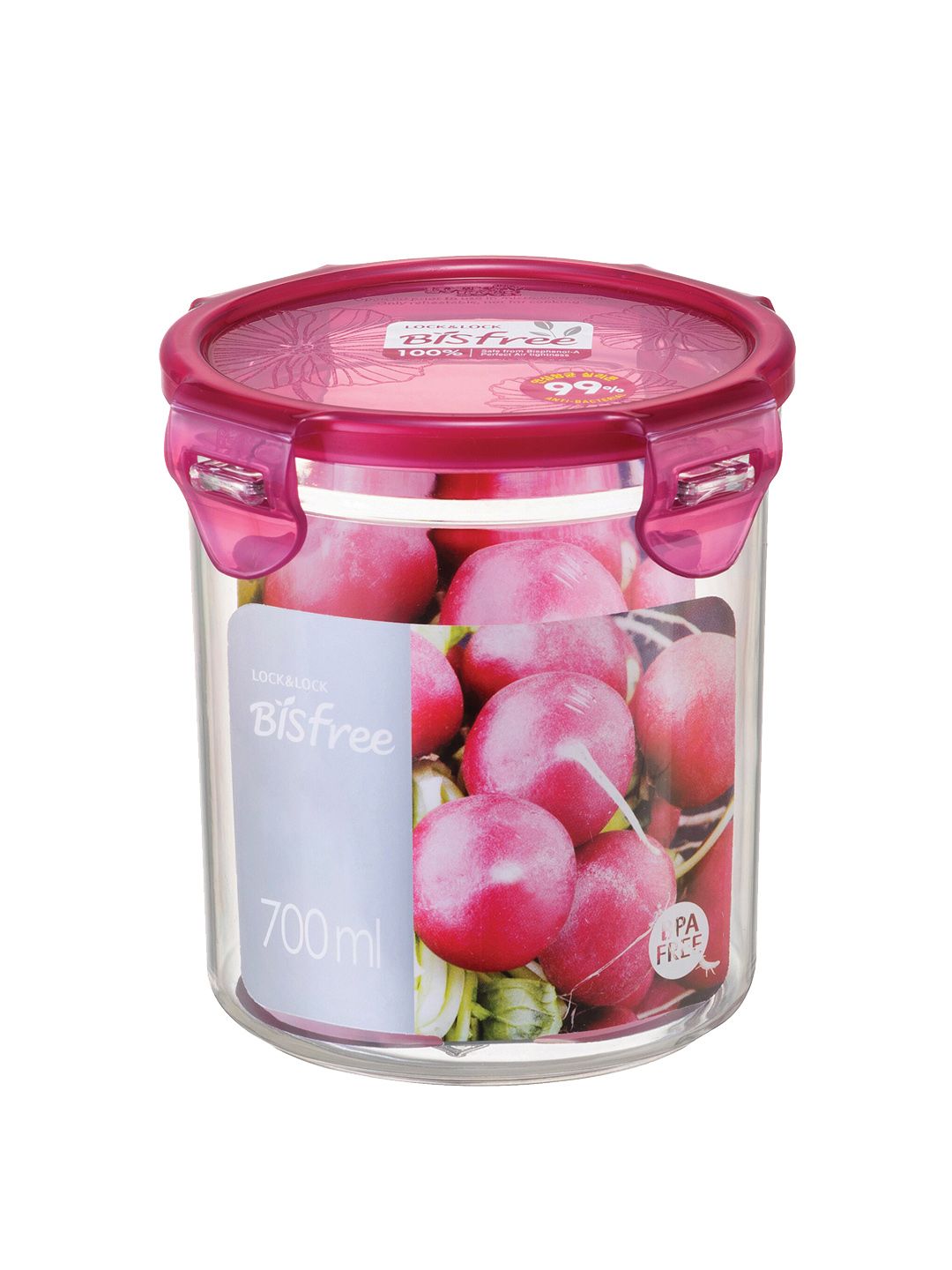 Lock & Lock Transparent Round Tritan Food Storage Container With Pink Leakproof Lid Price in India