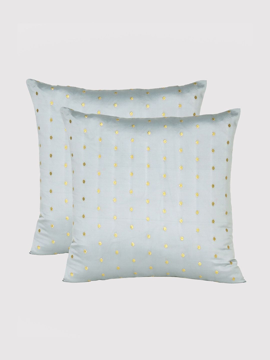 OUSSUM Silver-Toned & Gold-Toned Set of 2 Square Cushion Covers with zipper Price in India