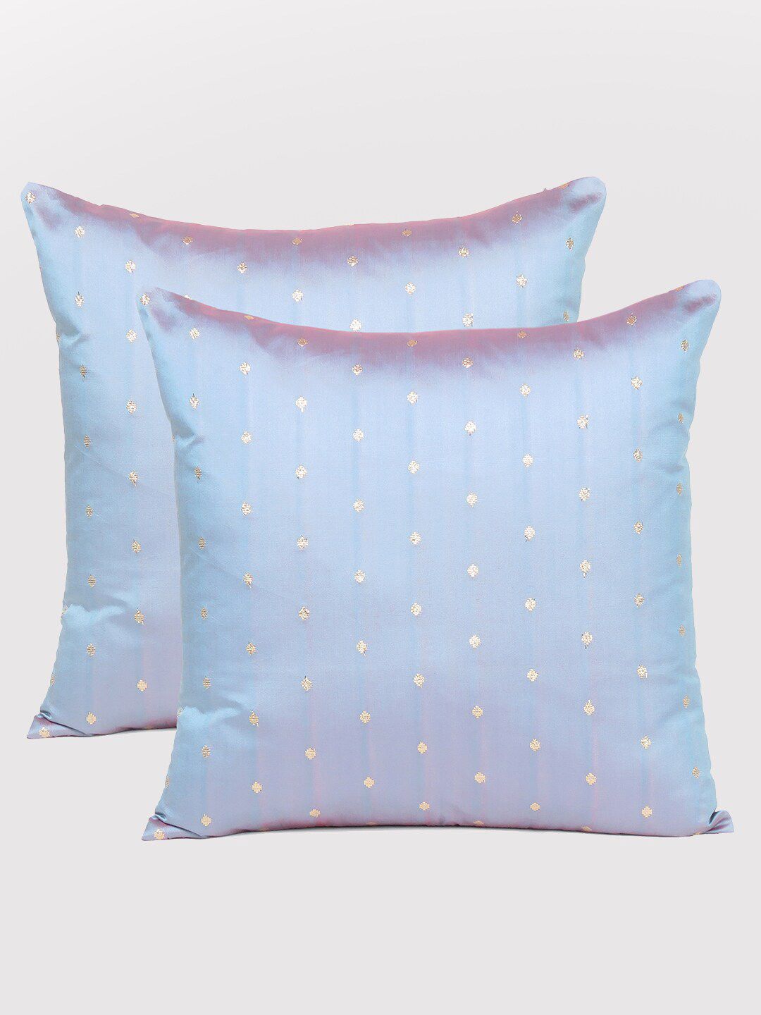 OUSSUM Grey Set of 2 Embellished Square Cushion Covers Price in India