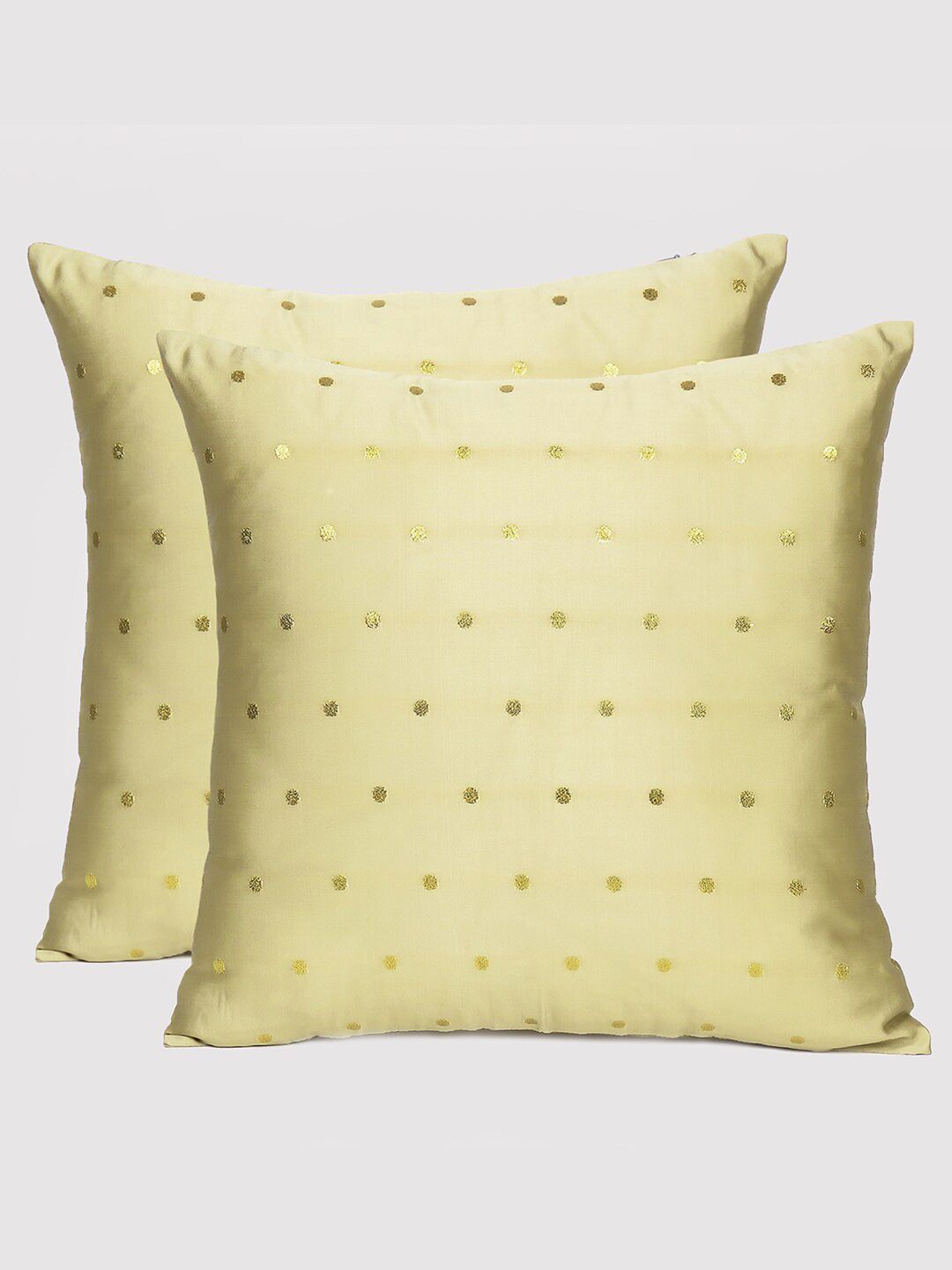 OUSSUM Gold-Toned Set of 2 Square Cushion Covers Price in India