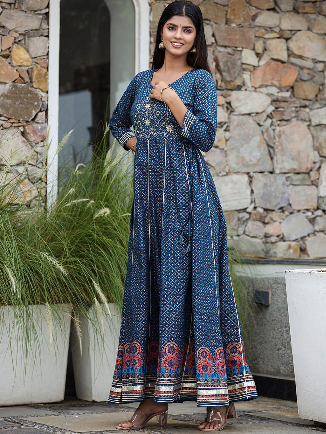 blue ethnic dress Sky Blue Color Fancy Ethnic Dress in Georgette With Floral Print Western Dress