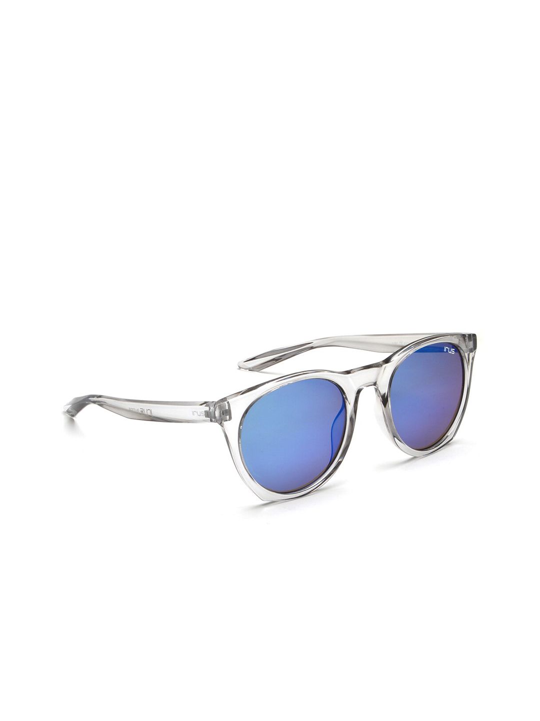 IRUS by IDEE Unisex Blue Lens & Silver-Toned Oval Sunglasses with UV Protected Lens