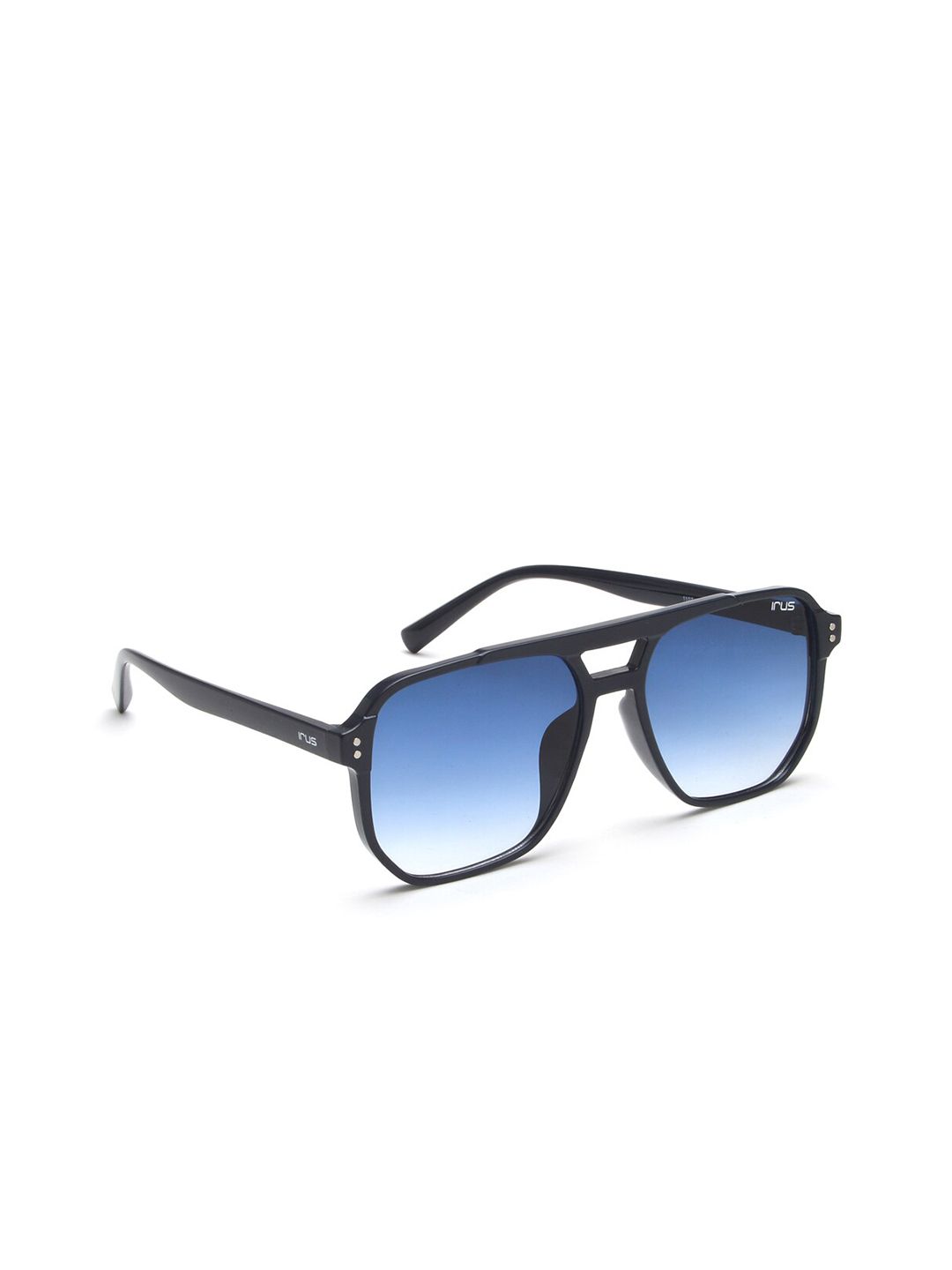 IRUS by IDEE Unisex Blue Lens & Black Square Sunglass with UV Protected Lens-IRS1107C3SG