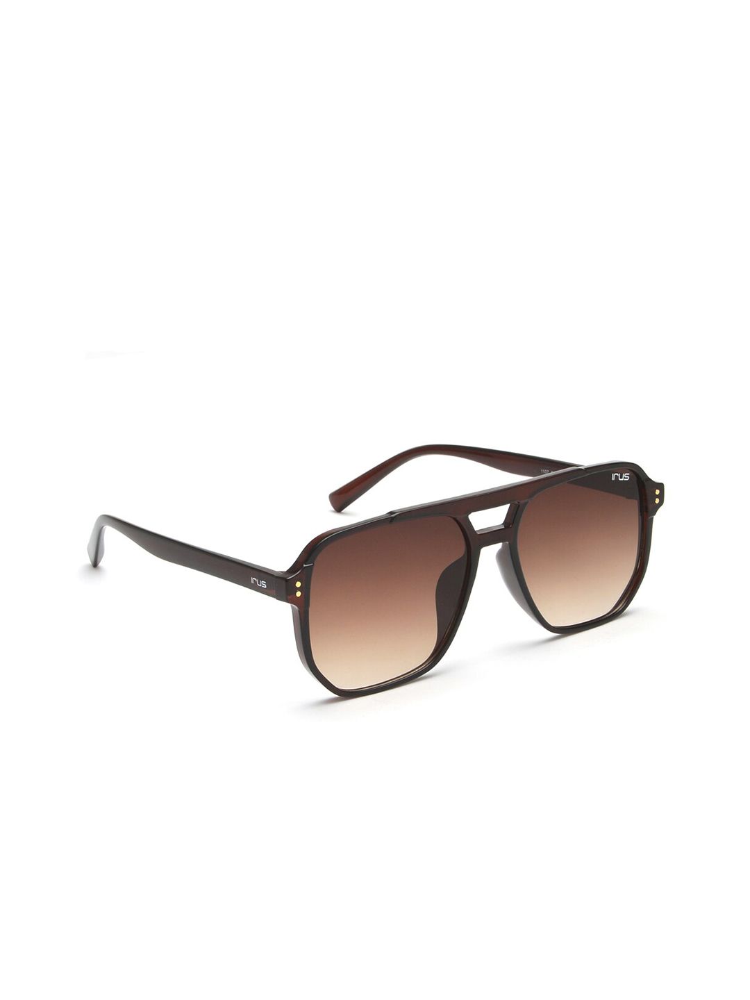 IRUS by IDEE Unisex Brown Lens & Black Square Sunglasses with UV Protected Lens