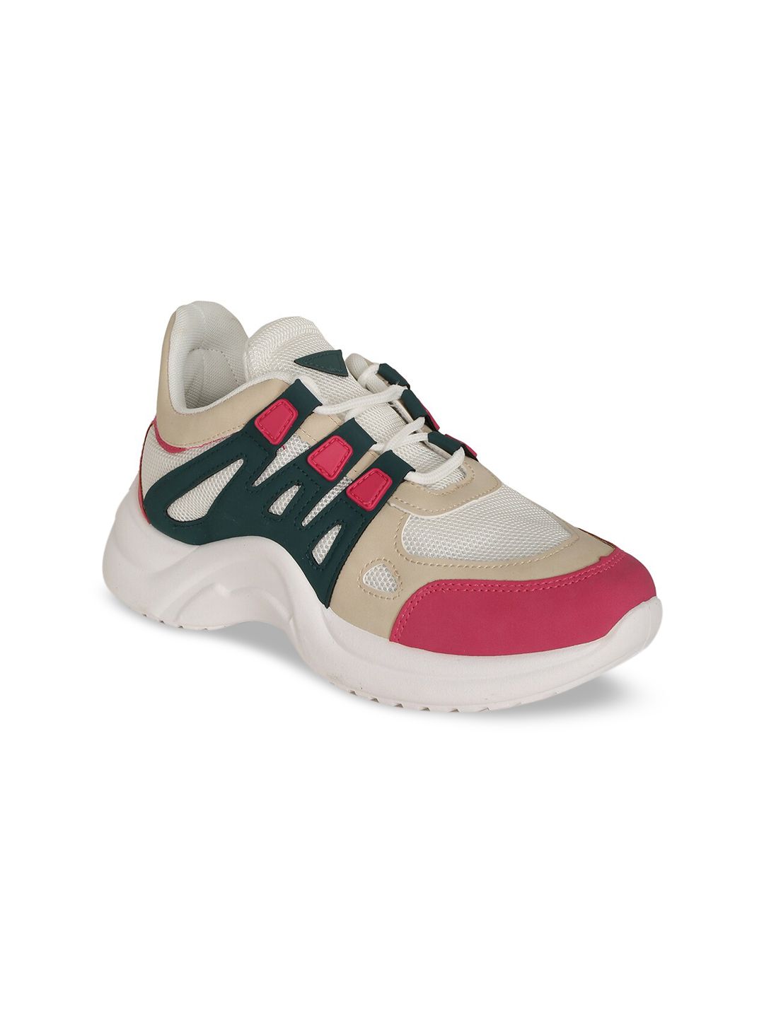 rubi Women Cream-Coloured Colourblocked Sneakers Price in India