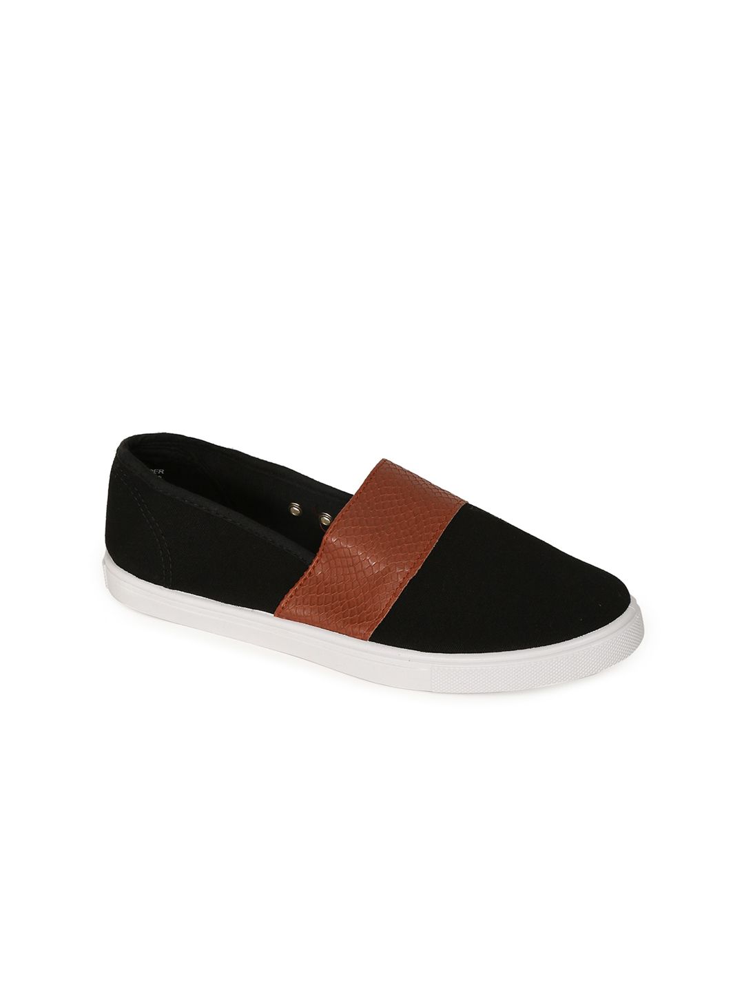 rubi Women Black Colourblocked Slip-On Sneakers Price in India