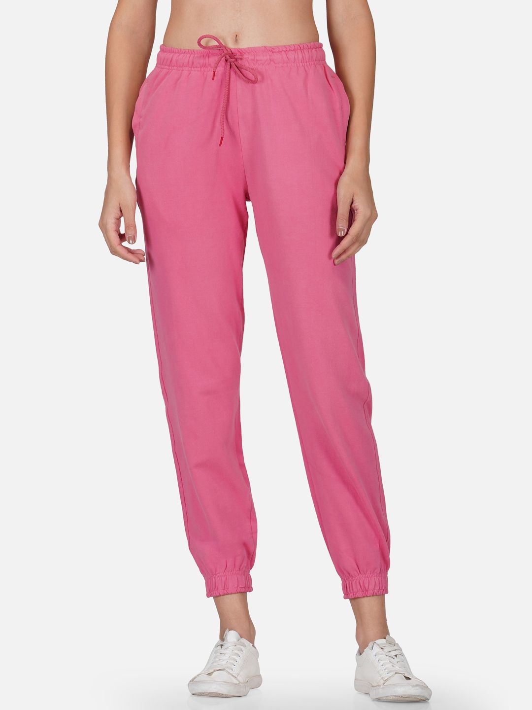 Tinted Women Pink Solid Pure Cotton Jogger Price in India