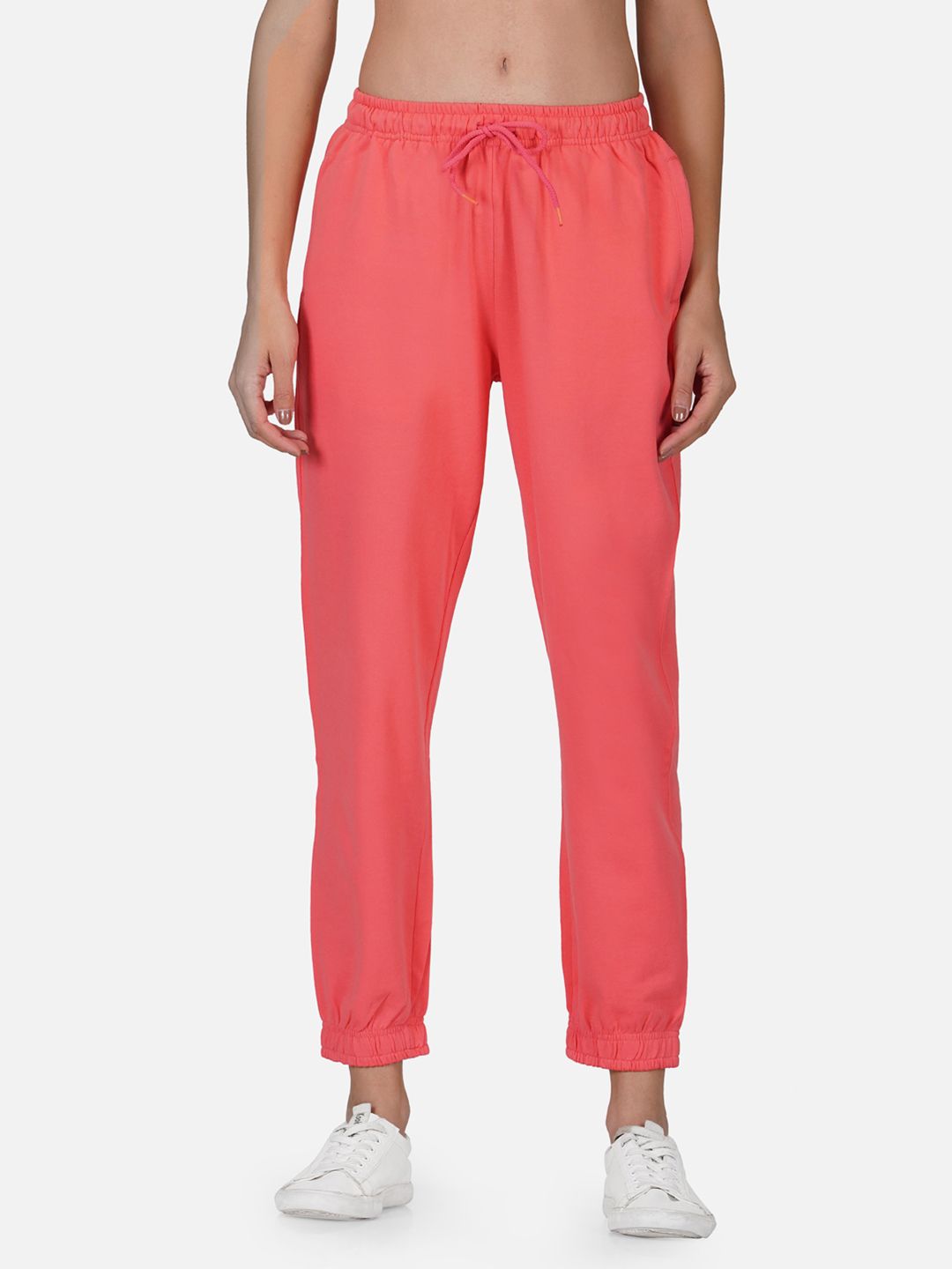 Tinted Women Red Solid Pure Cotton Jogger Price in India