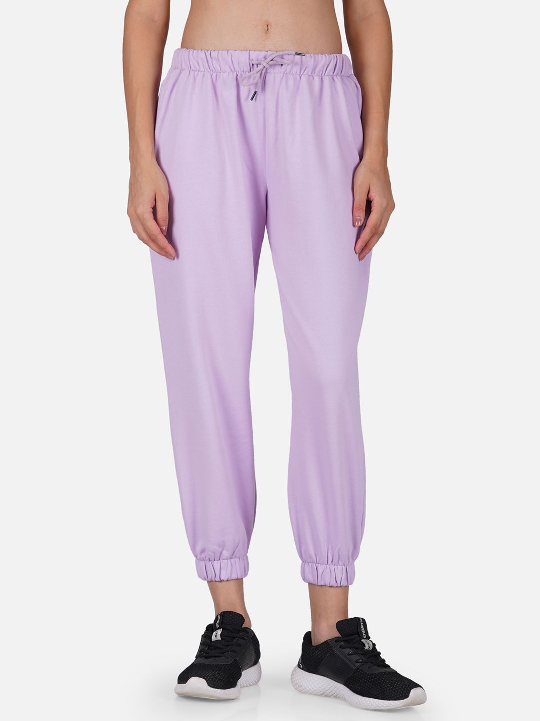 Tinted Women Violet Solid Cotton Joggers Price in India