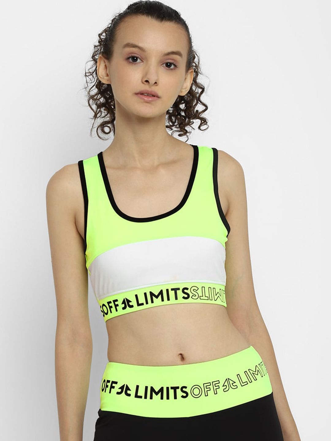 OFF LIMITS Women Lime Green & White Lightly Padded Bra Price in India