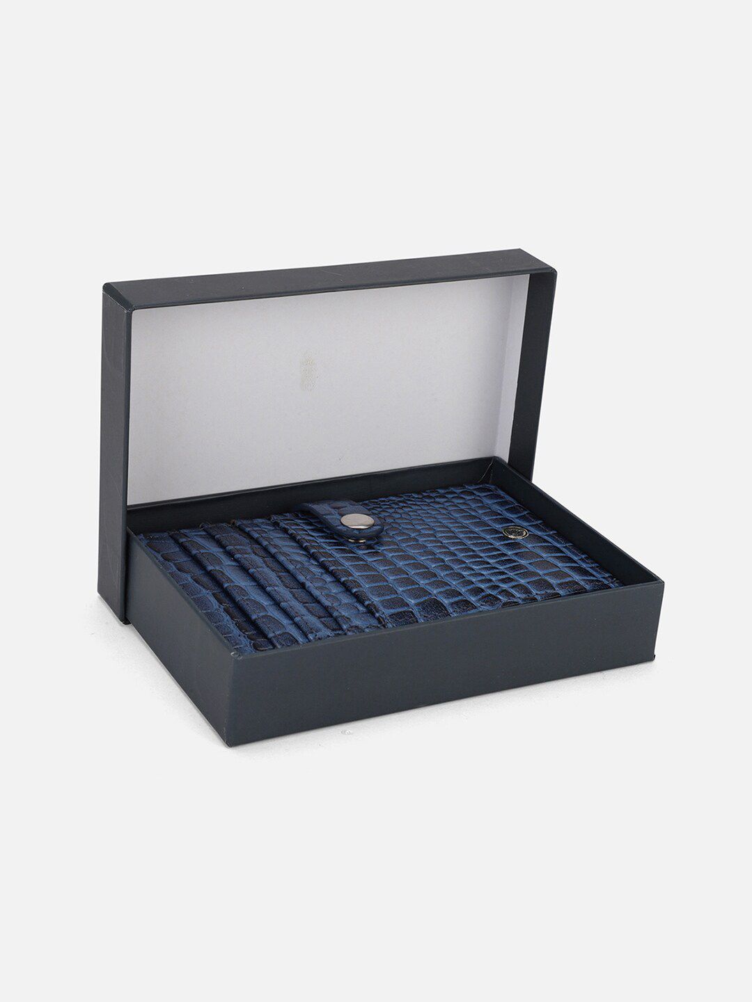 Allen Solly Men Navy Blue Textured Leather Two Fold Wallet