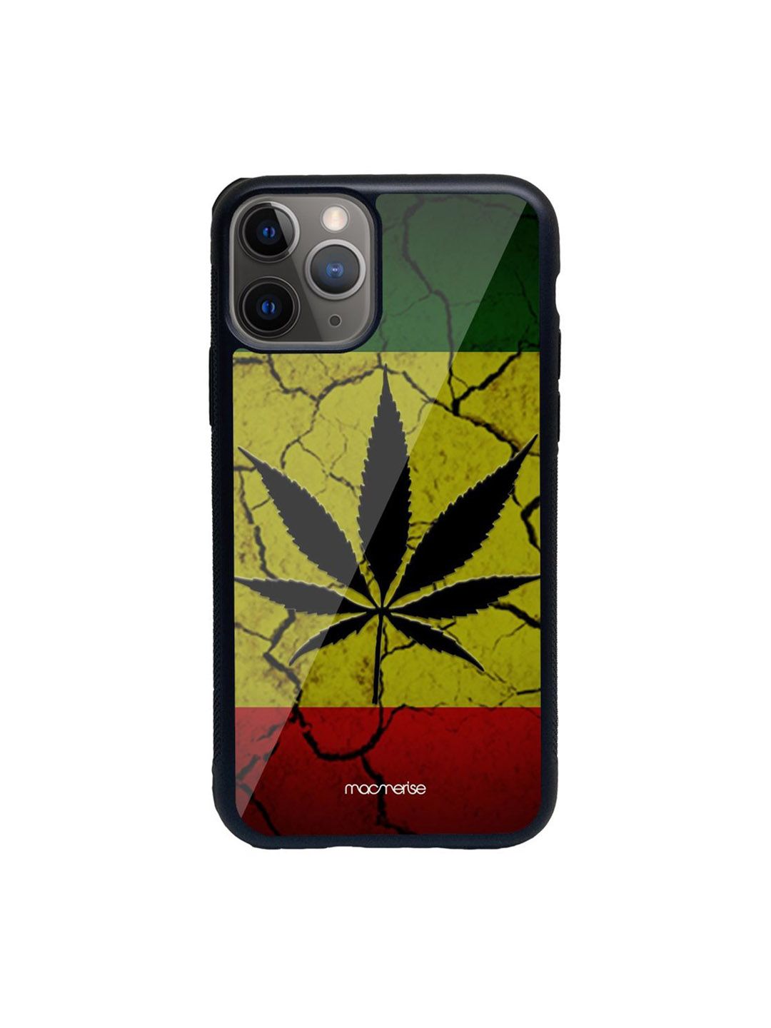 macmerise Yellow Printed Rastafari Glass iPhone 11 Pro Max Back Case Price in India