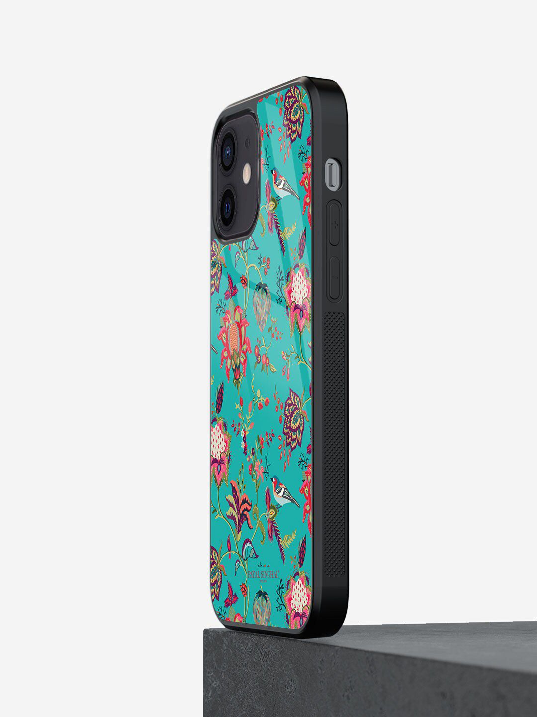 macmerise Blue & Red Floral Printed Glass iPhone 12 Mini Back Case Price in India