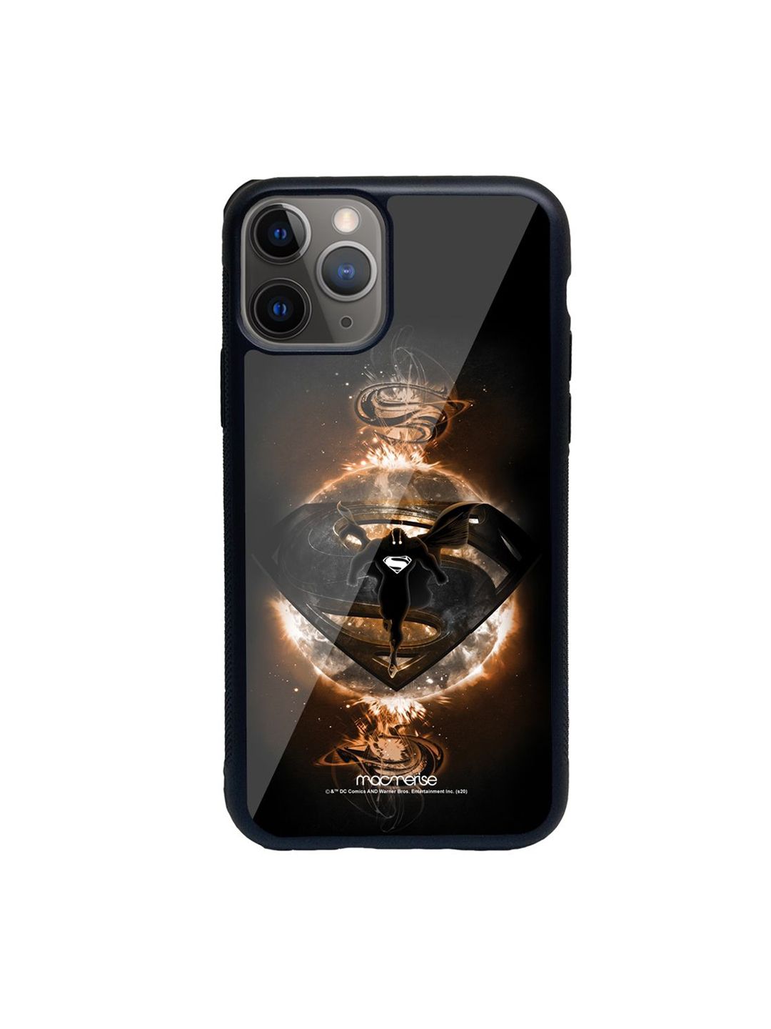 macmerise Black Printed Superman Rage Glass Phone Case for iPhone 11 Pro Price in India