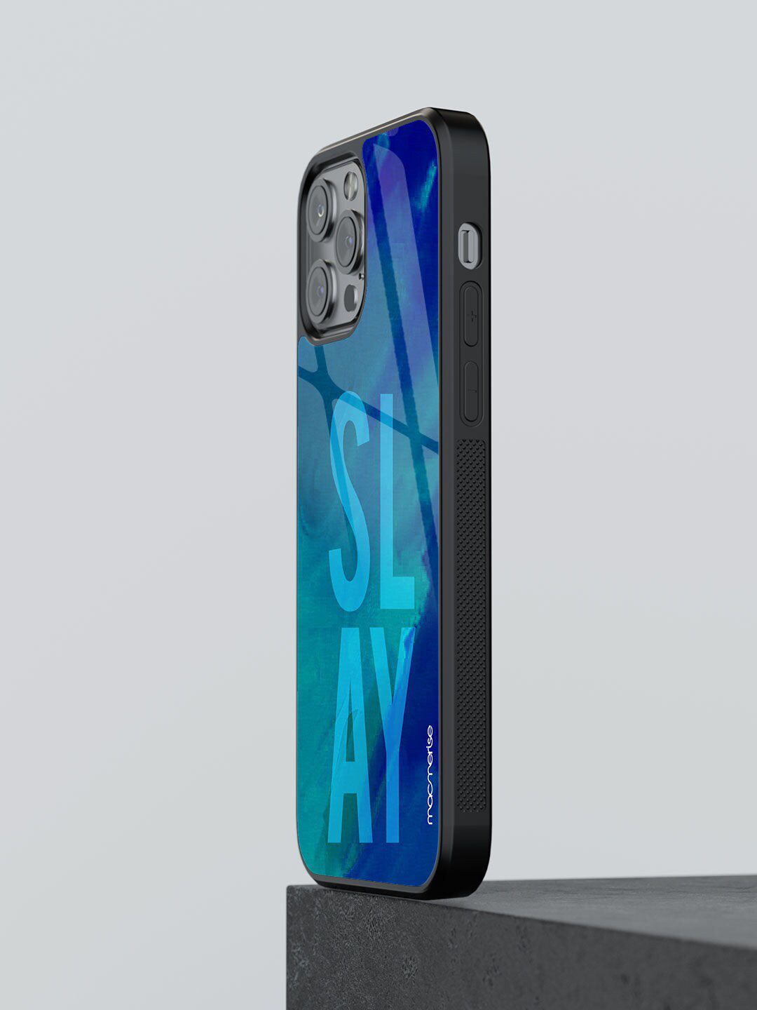 macmerise Blue Printed Slay Glass iPhone 12 Pro Max Back Case Price in India