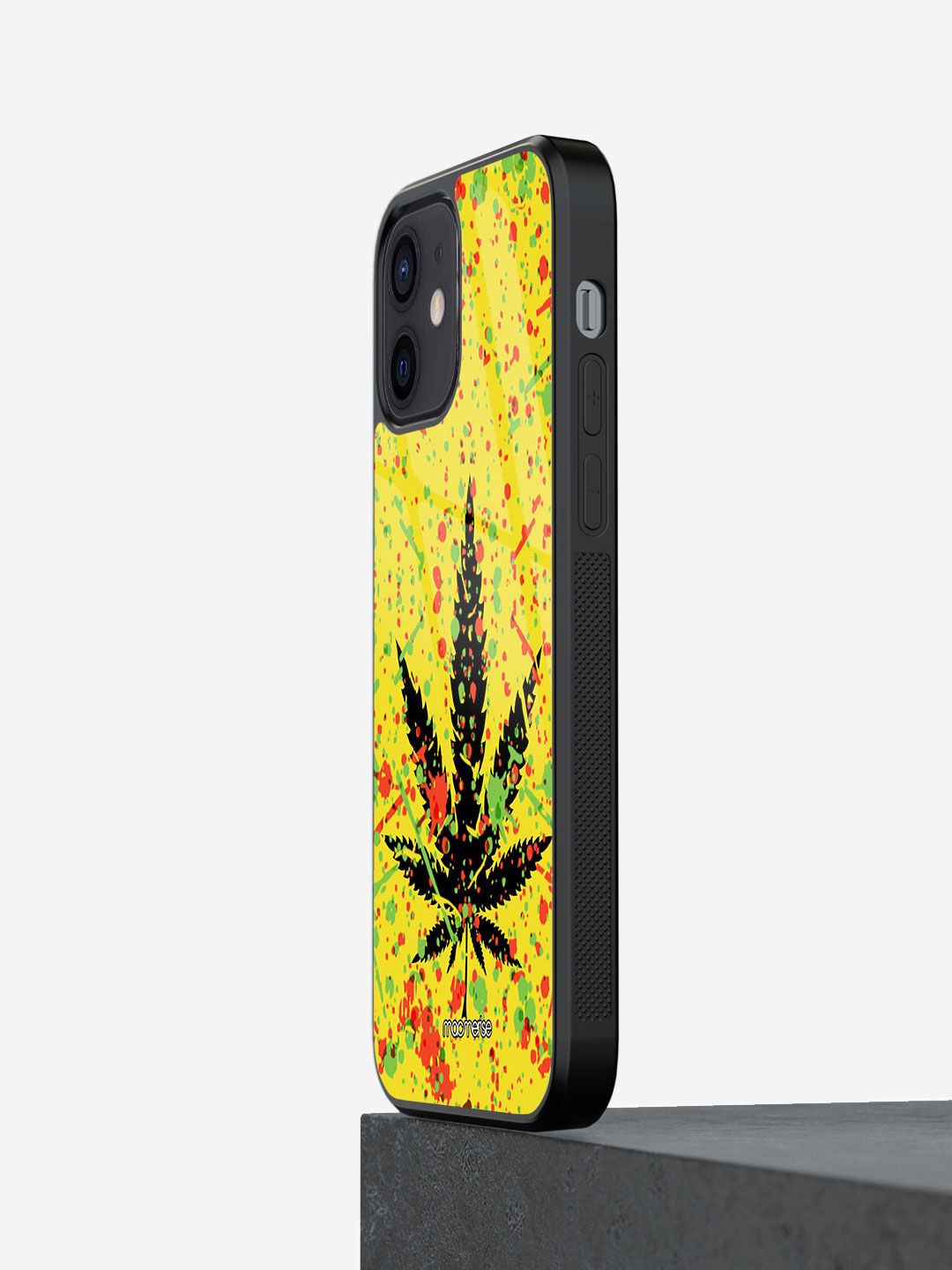 macmerise Yellow Printed Rasta Splash Glass iPhone 12 Mini  Back Case Price in India