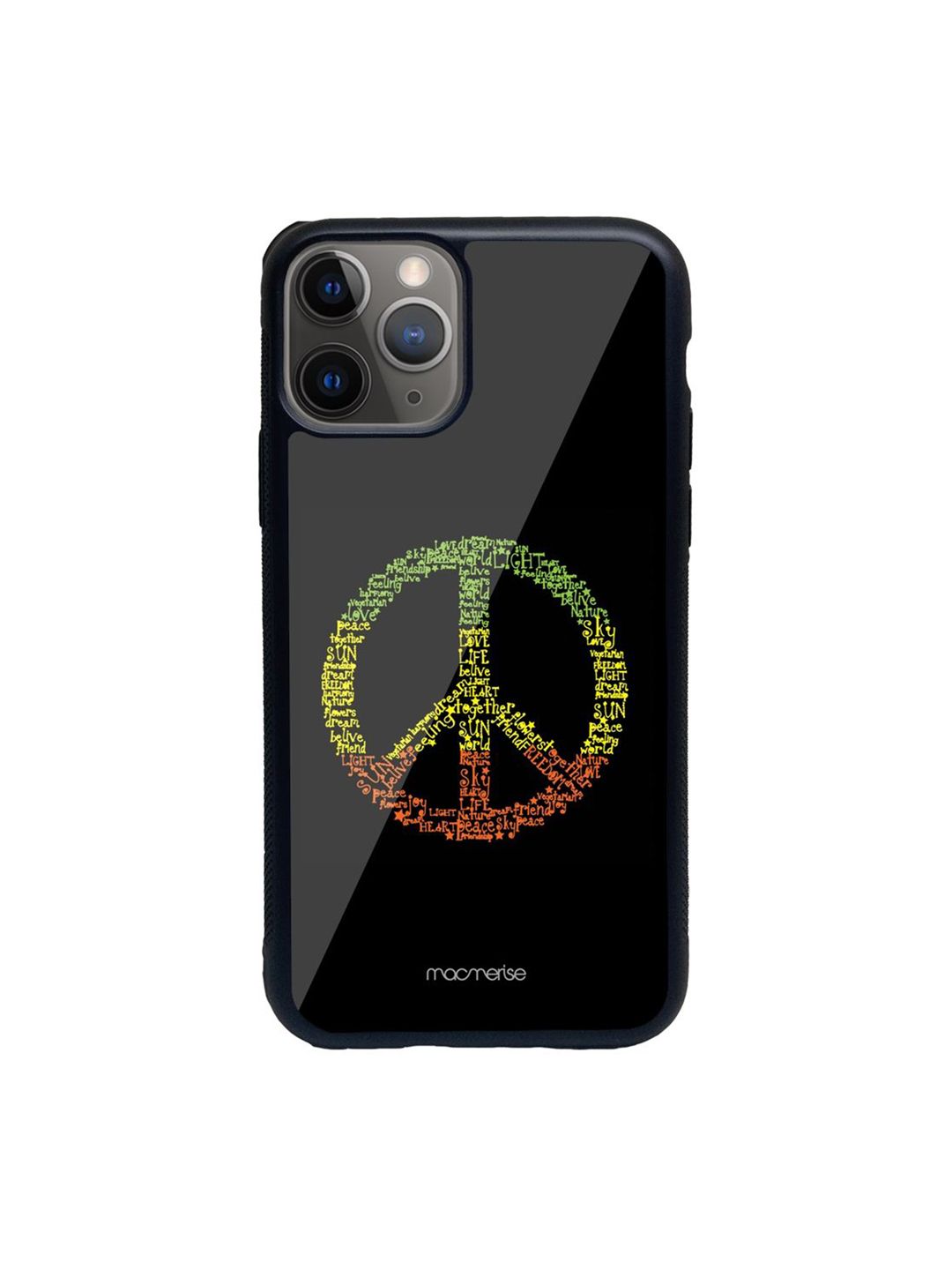 macmerise Black & Grey Symbol of Peace iPhone 11 Pro Max Back Case Price in India