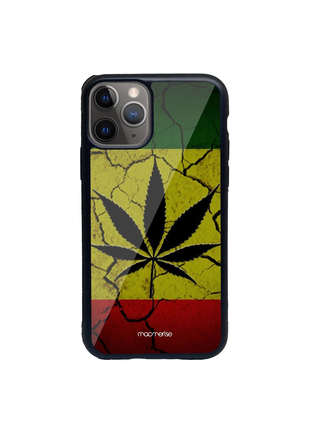 macmerise Yellow & Black Rastafari Printed iPhone 11 Pro Glass Back Case Price in India