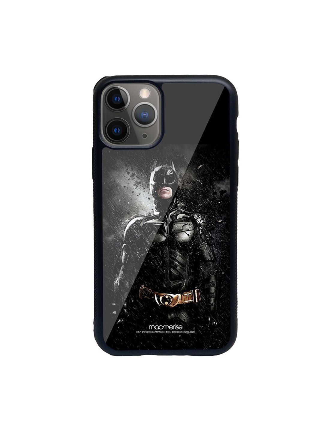 macmerise Black Printed Rise of Batman Glass iPhone 11 Pro Max Back Case Price in India