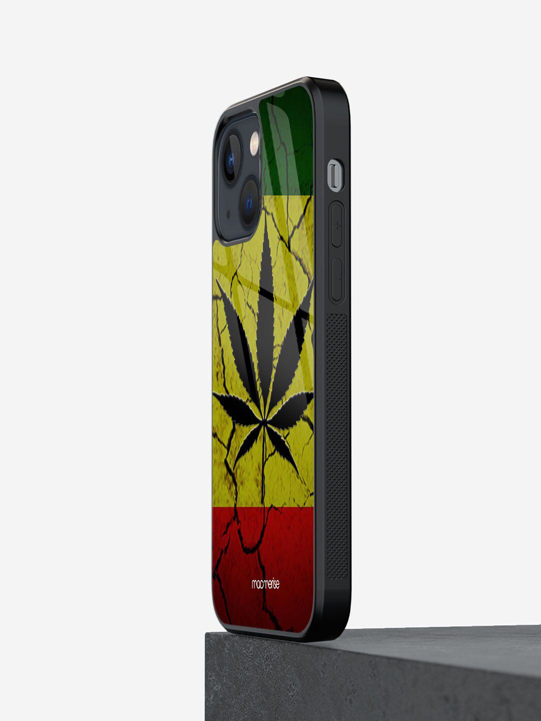 macmerise Yellow & Red Printed Glass Back Case Price in India