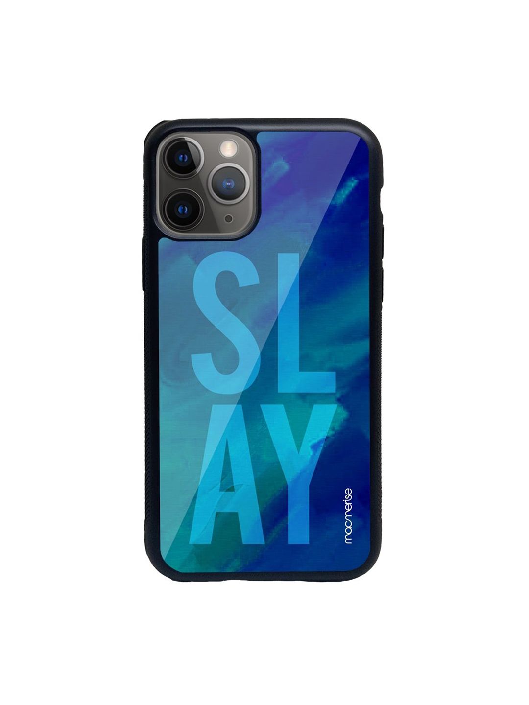 macmerise Blue Printed Slay Glass Iphone 11 Pro Phone Case Price in India