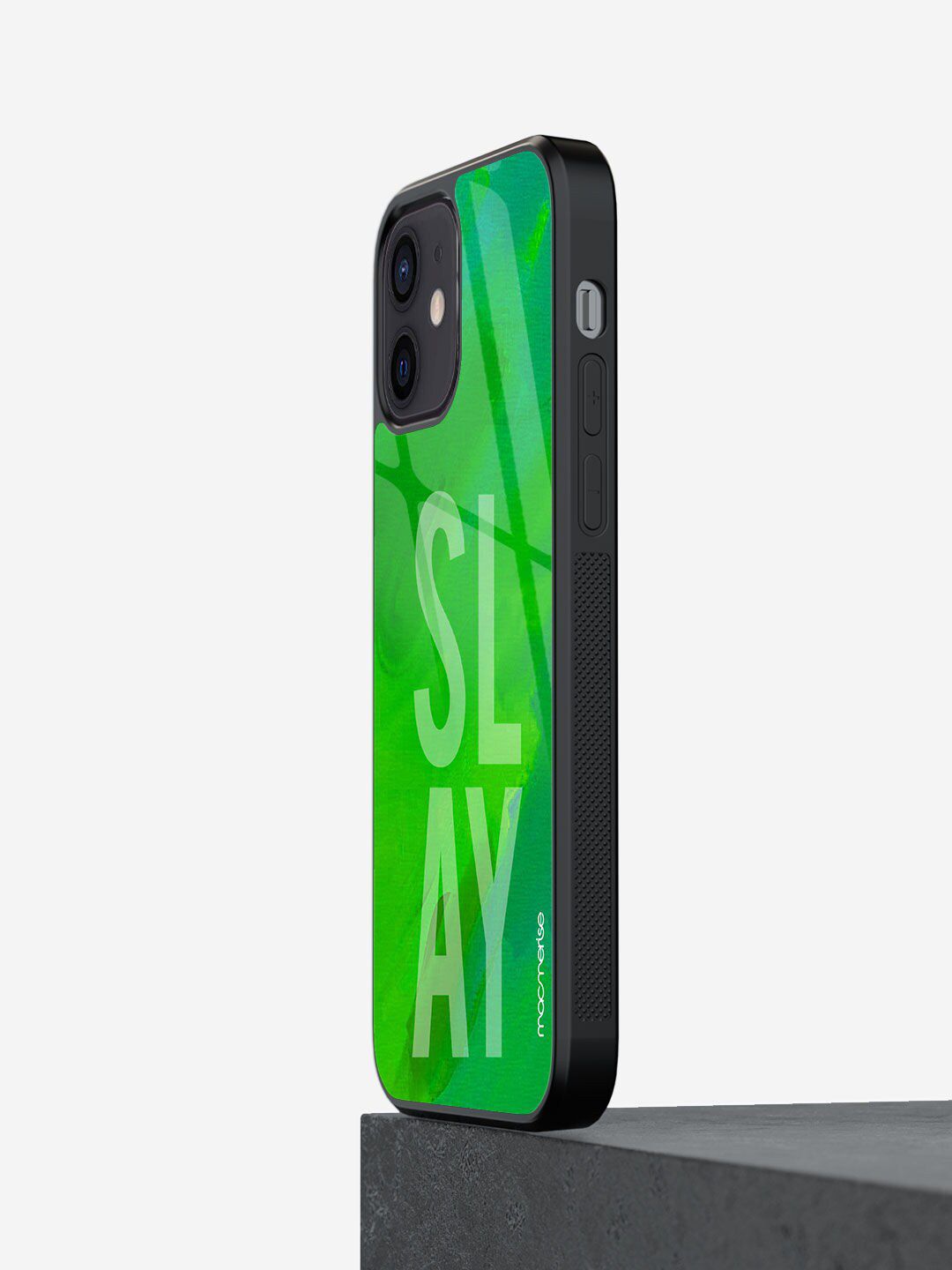 macmerise Green Slay Printed iPhone 12 Mini Glass Back Case Price in India