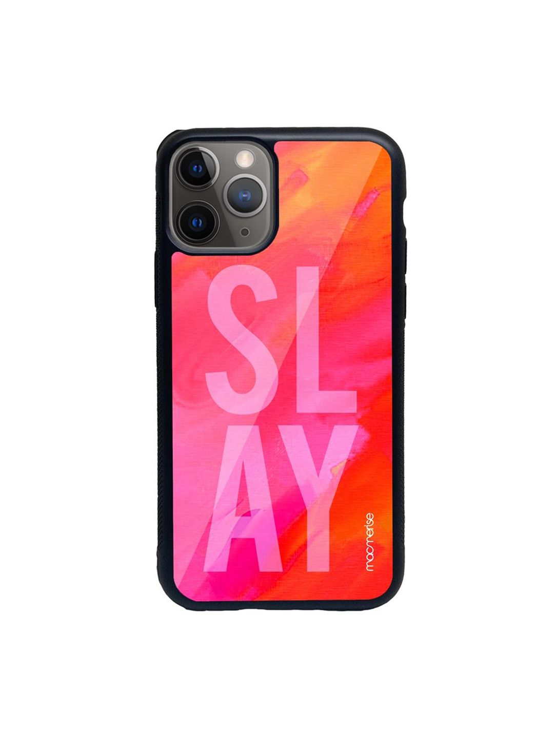 macmerise Pink Printed Slay Glass iPhone 11 Pro Back Case Price in India