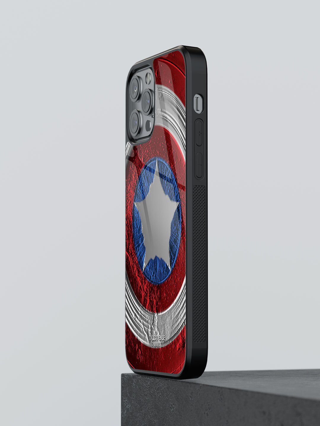 macmerise Red & Blue Printed Stoned Shield iPhone 13 Pro Max Back Case Price in India