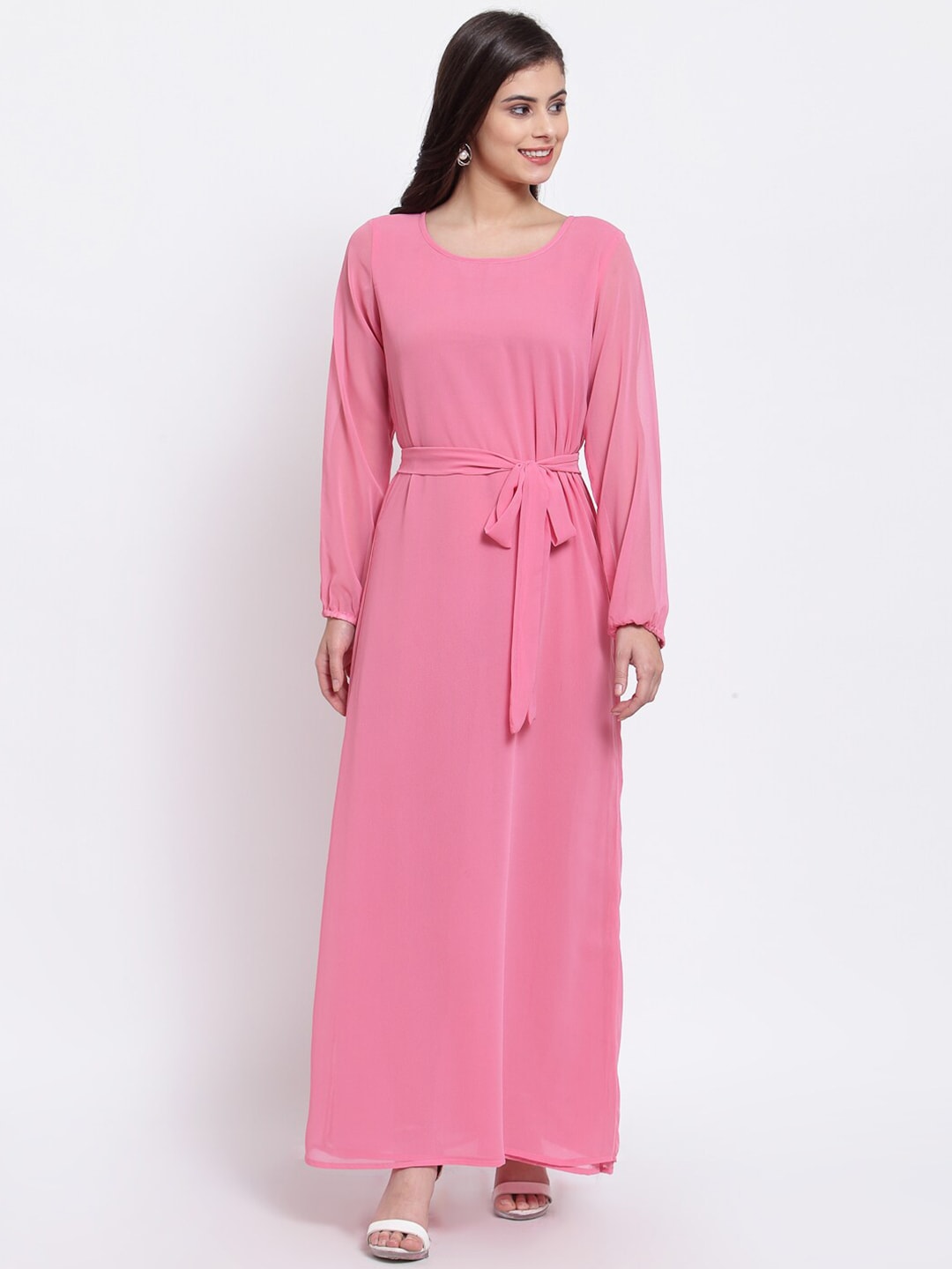 Just Wow Pink Crepe Maxi Dress Price in India
